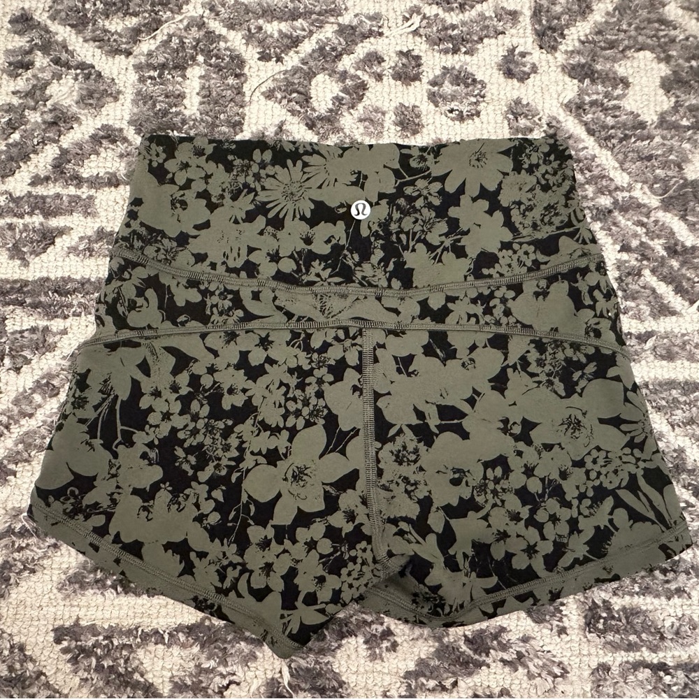 lululemon athletica Olive Floral Bike Shorts